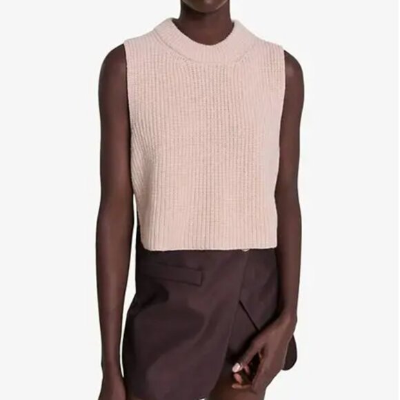 Maje Made in Italy Ribbed Split-Hem Wool Vest Beige Size 0 NWT - Picture 2 of 13